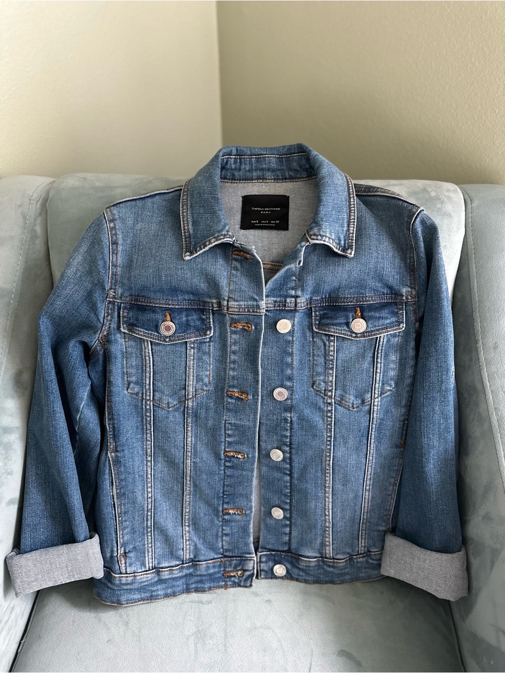 Zara Blue Denim Trucker Jacket